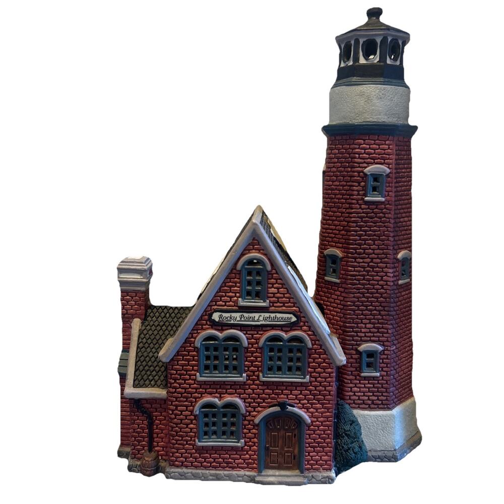 Vintage 1997 Lemax 75245 Plymouth Corners Village Lighted Rocky Point Lighthouse